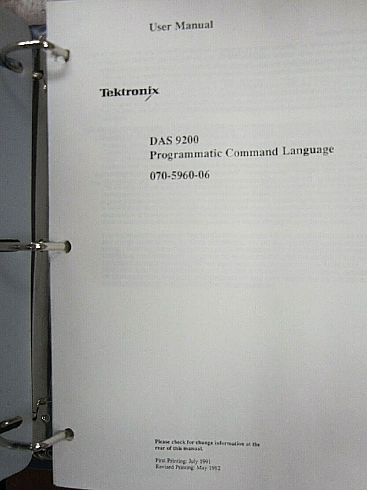 Tektronix DAS 9200 Programmatic Command Language User Manual 070-5960-06