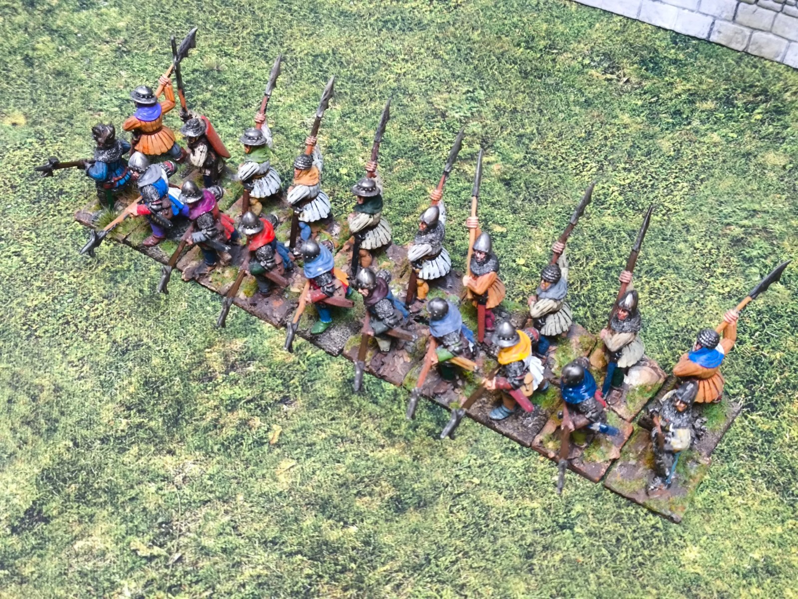 28mm  - Medieval French Halberdier Infantry Unit #1 - Metal / art pro painted