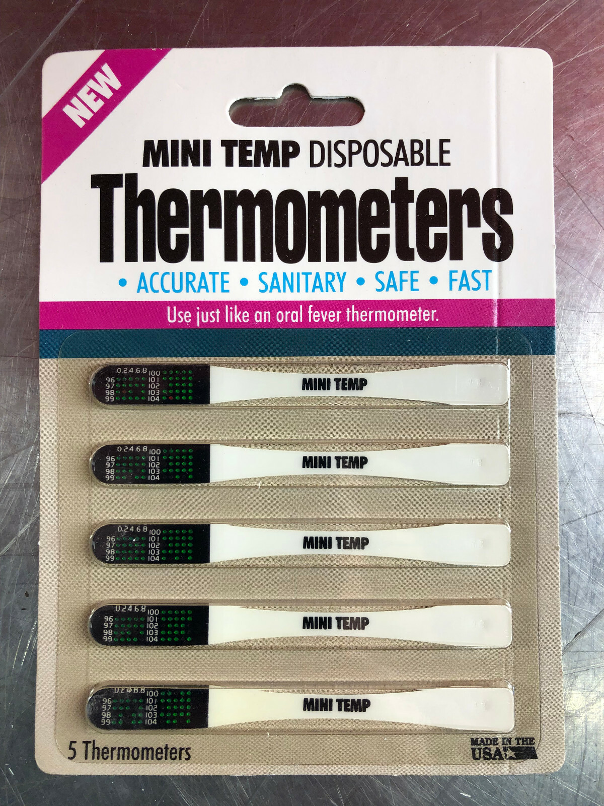 (25 pks of 5 ea) 125 Oral Disposable Thermometer - Easy to Carry - New Old Stock
