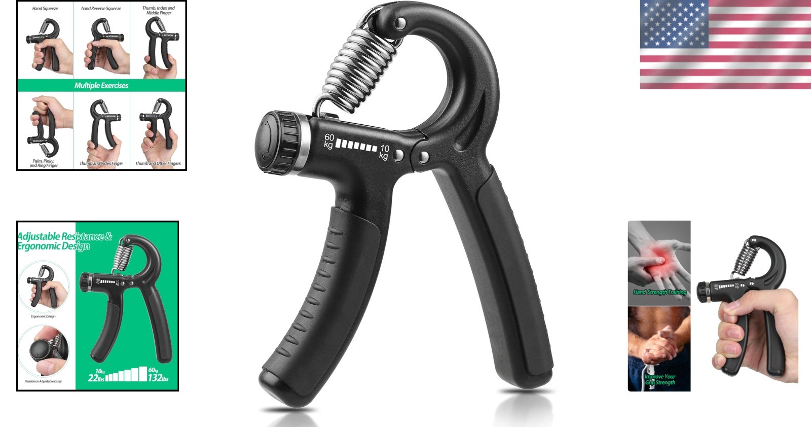 Adjustable Grip Strength Trainer - Perfect for Musicians & Athletes, 22-132 lbs