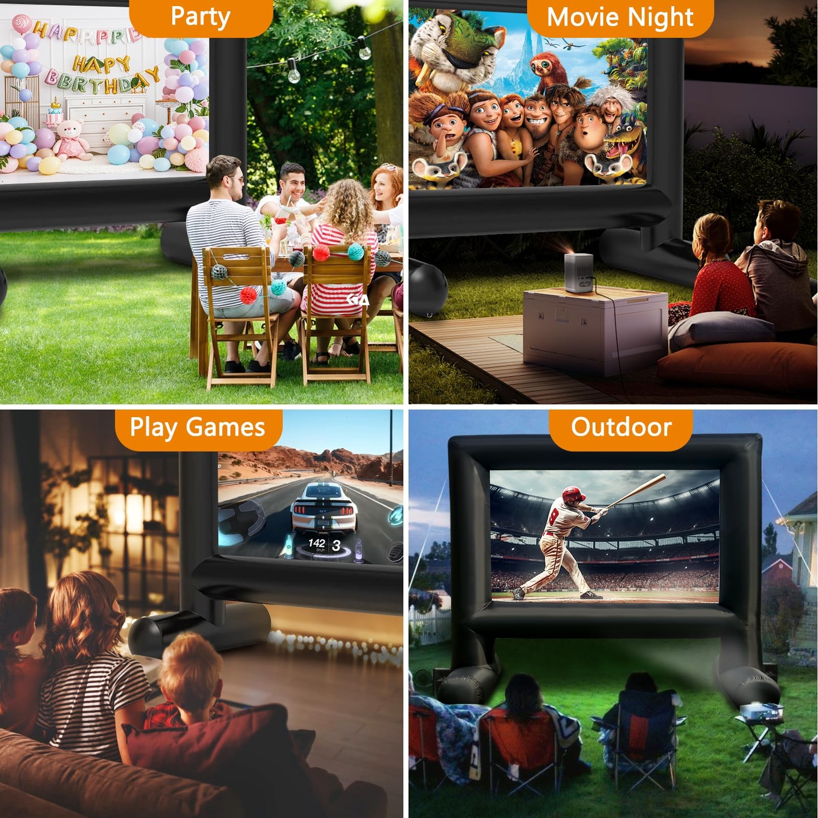 14FT Inflatable Movie Screen Outdoor, Blow Up Projector Screen, Inflatable Mo...