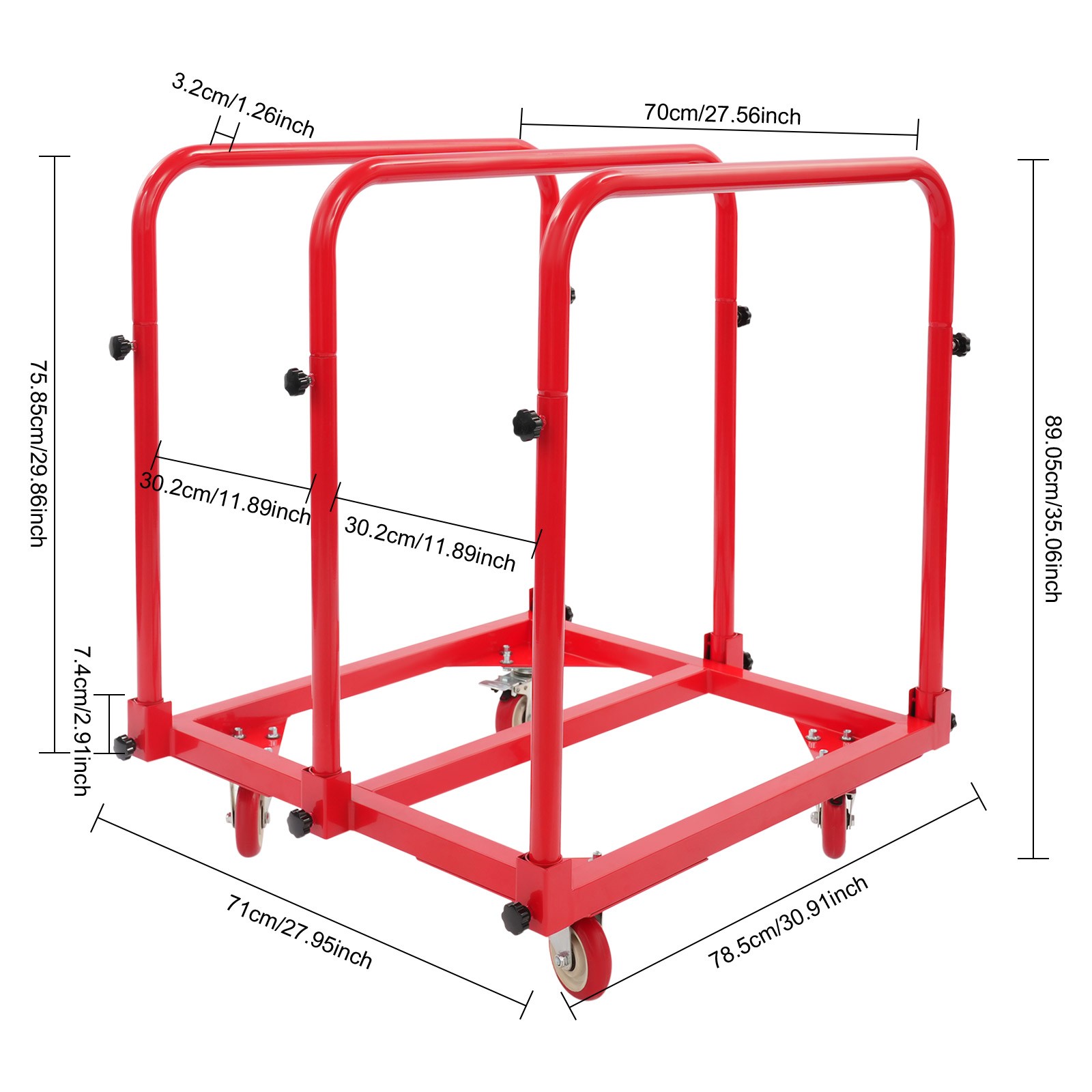 635kg/1400lbs Heavy Duty Panel Cart Q235 Steel Panel Truck Panel Cart 31*28*35in