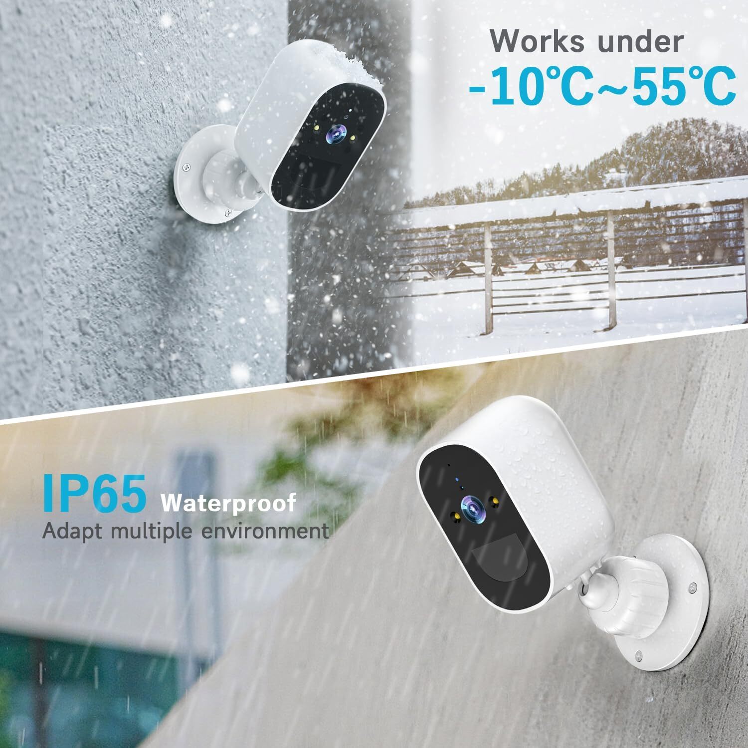 2 Pack Solar Camera Wireless Security Camera System WiFi Battery Camera Outdoor