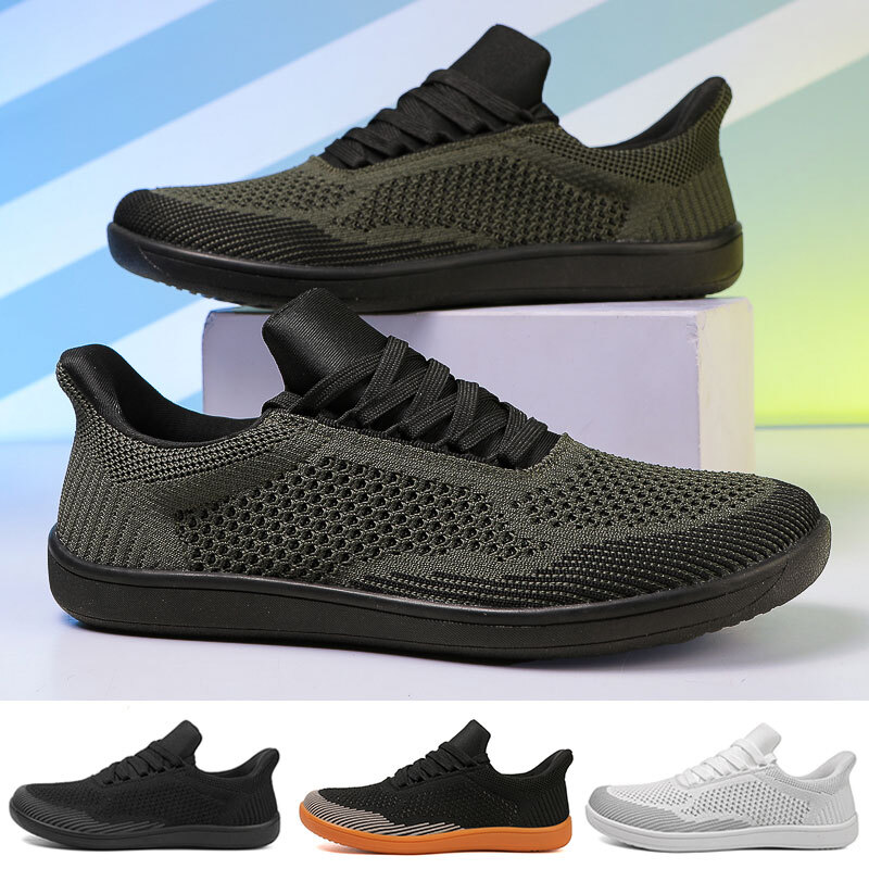 Wide Toe Men Mesh Barefoot Shoes Soft Sole Knitted Flat Walking Cycling Sneakers