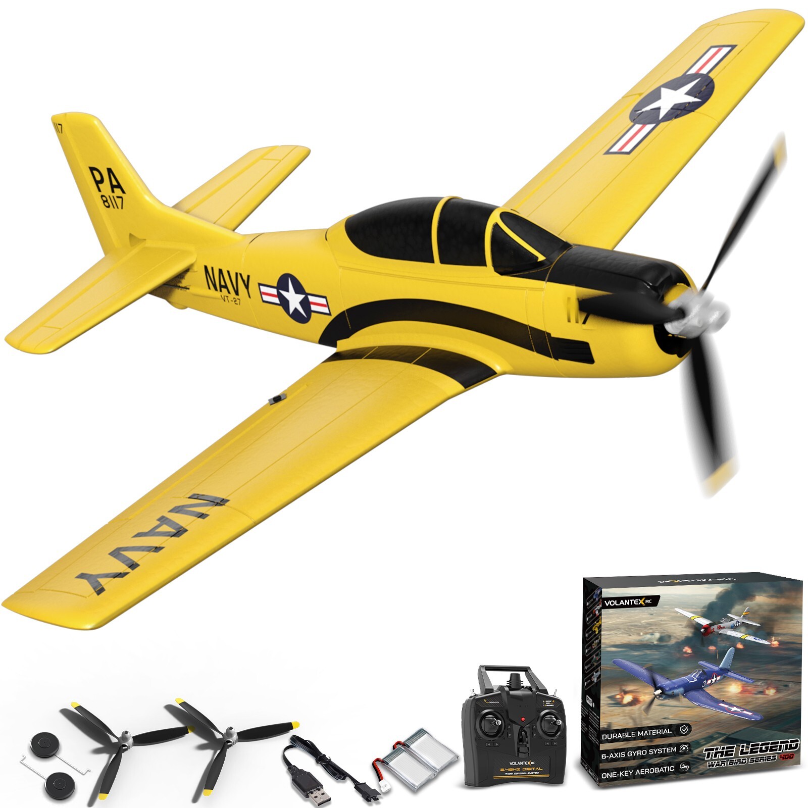 2.4G Volantex US Navy T28 RC Airplane4-CH Remote Control 6-Axis Gyro Stunt RTF