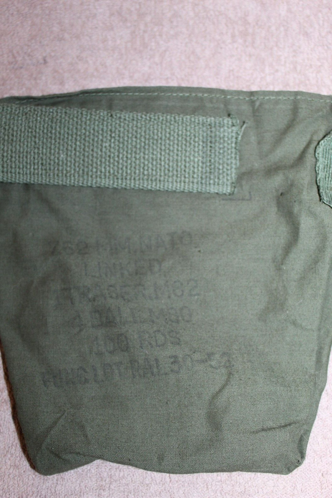 Original Vietnam War Era U.S. Army MG 100 Rd OD Cloth Carrier w/Strap, 70' dated