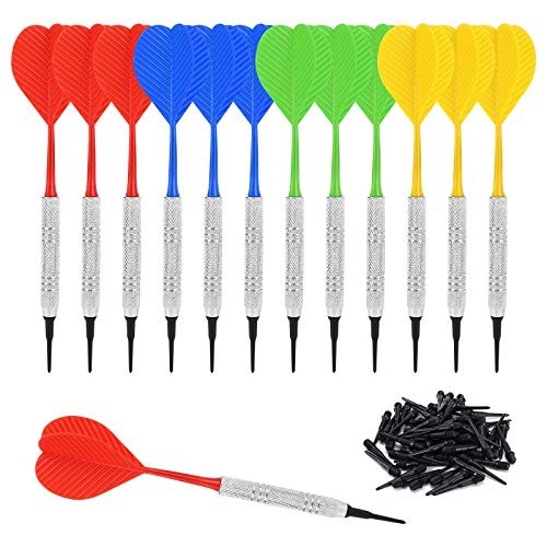12 Pack Soft Tip Darts, Bar Dart, Plastic Tip Darts Set, Attach Extra 100