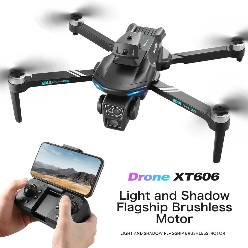 XT606 RC Drone With HD Dual Camera WIFI Foldable Quadcopter Brushless Motor