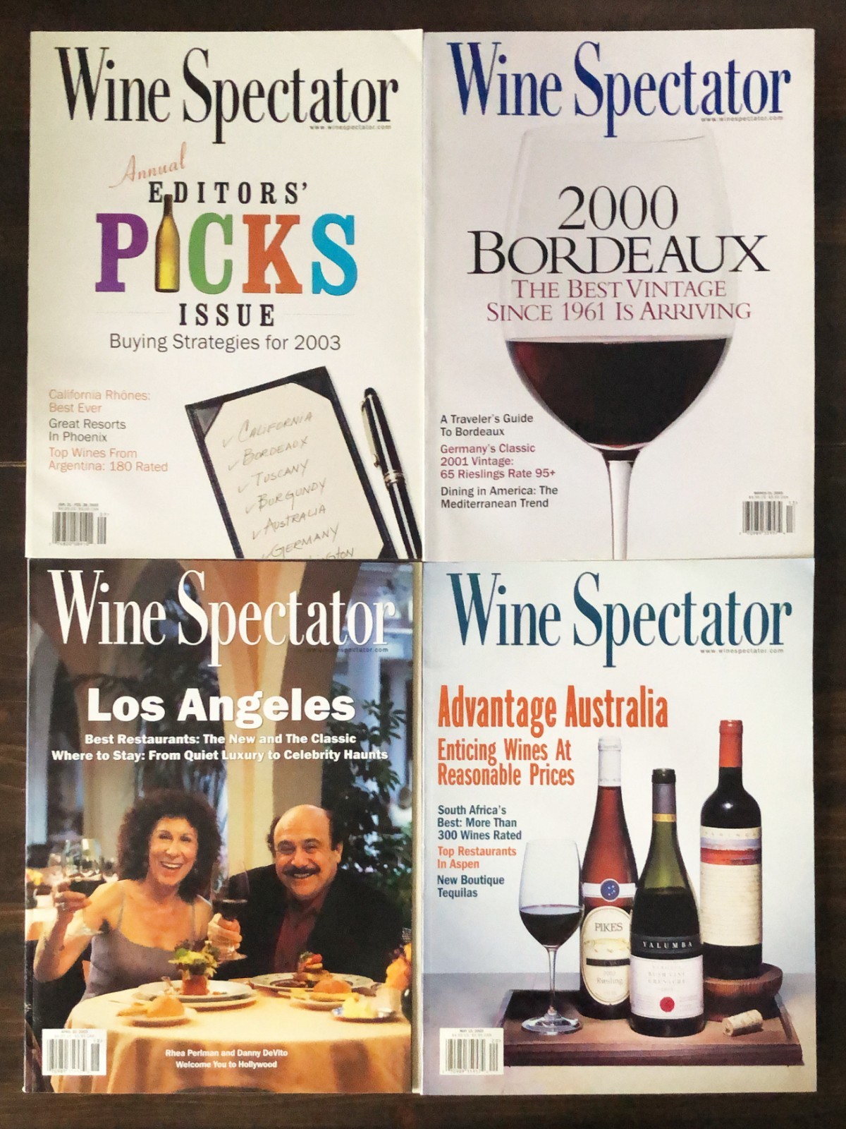 2003  Wine Spectator Magazine - Lot of 4, Jan 31/Feb 28 , Mar 31, Apr 30, May 15