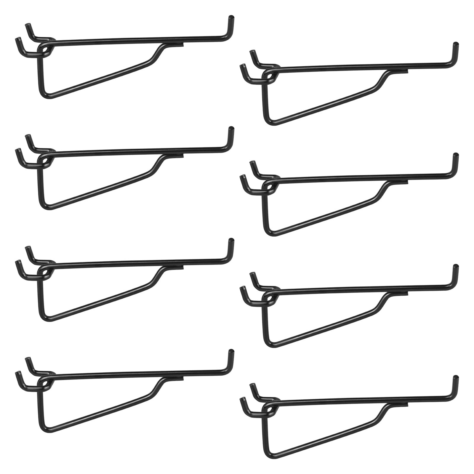 Pegboard Shelf Hooks, 8PACK 6" Black Metal Utility Hook Set, 6 Inch,