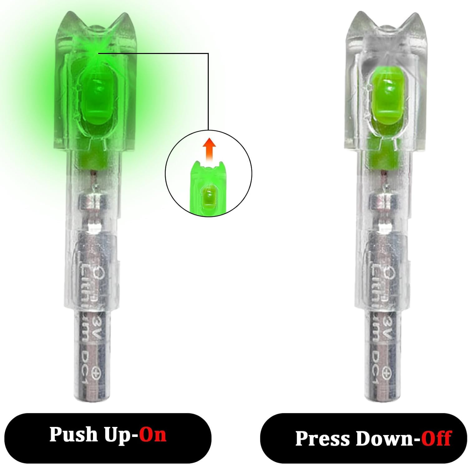 6-Pcs Crossbow Bolts Lighted Nocks Lights Up Automatically with Bushings for (.2