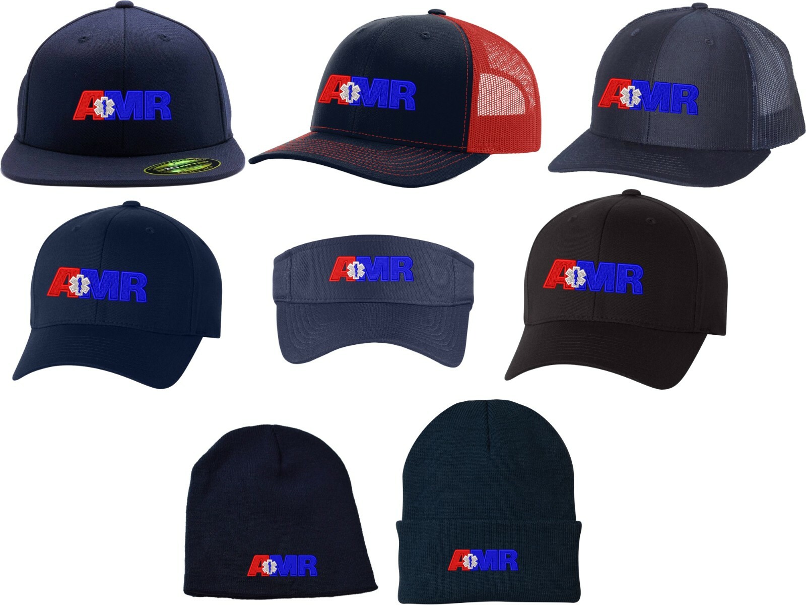 AMR American Medical Response Cap Hat Flex FIT VISOR BEANIE FLAT BILL 210 112