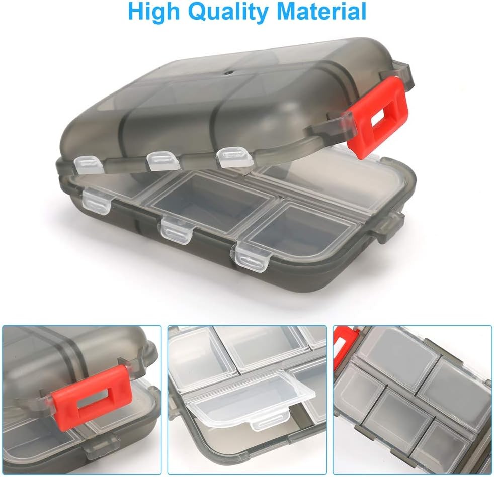 2PCS Travel Pill Organizer Box, Portable Case, Box Grey+dark Red