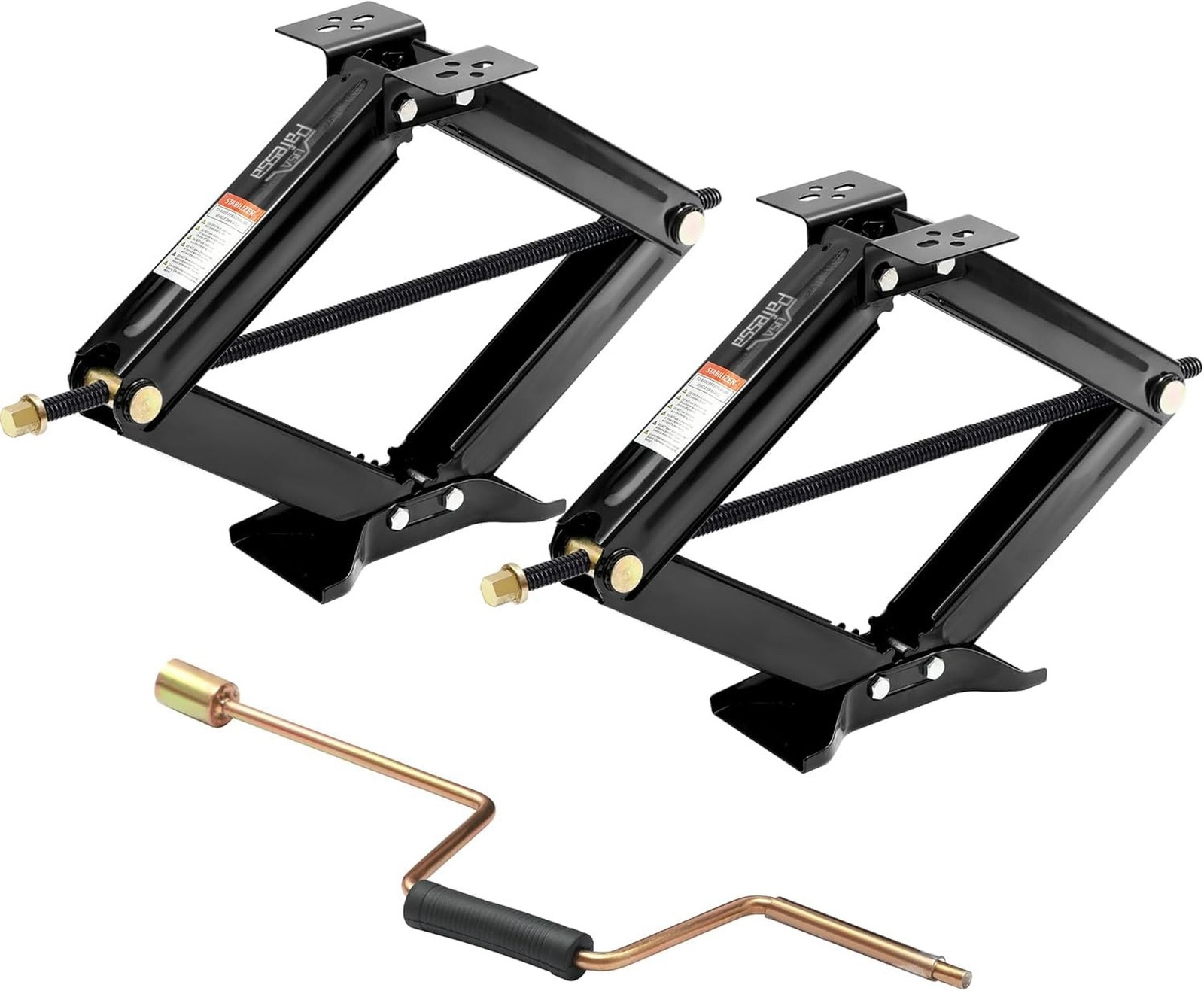 USA 24" RV Scissor Jack Leveling Stabilizer with Hand Crank - 6,500 Pound Cap...