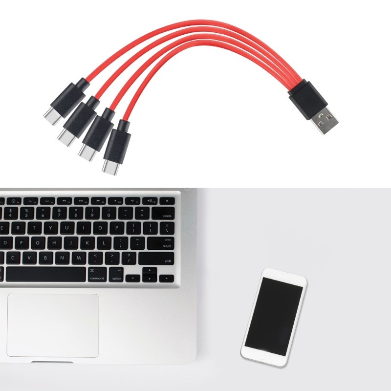 Laptop 4 in 1 Convert Wire to USB A Plug TYPE C Splitter Multiple Charging Cable
