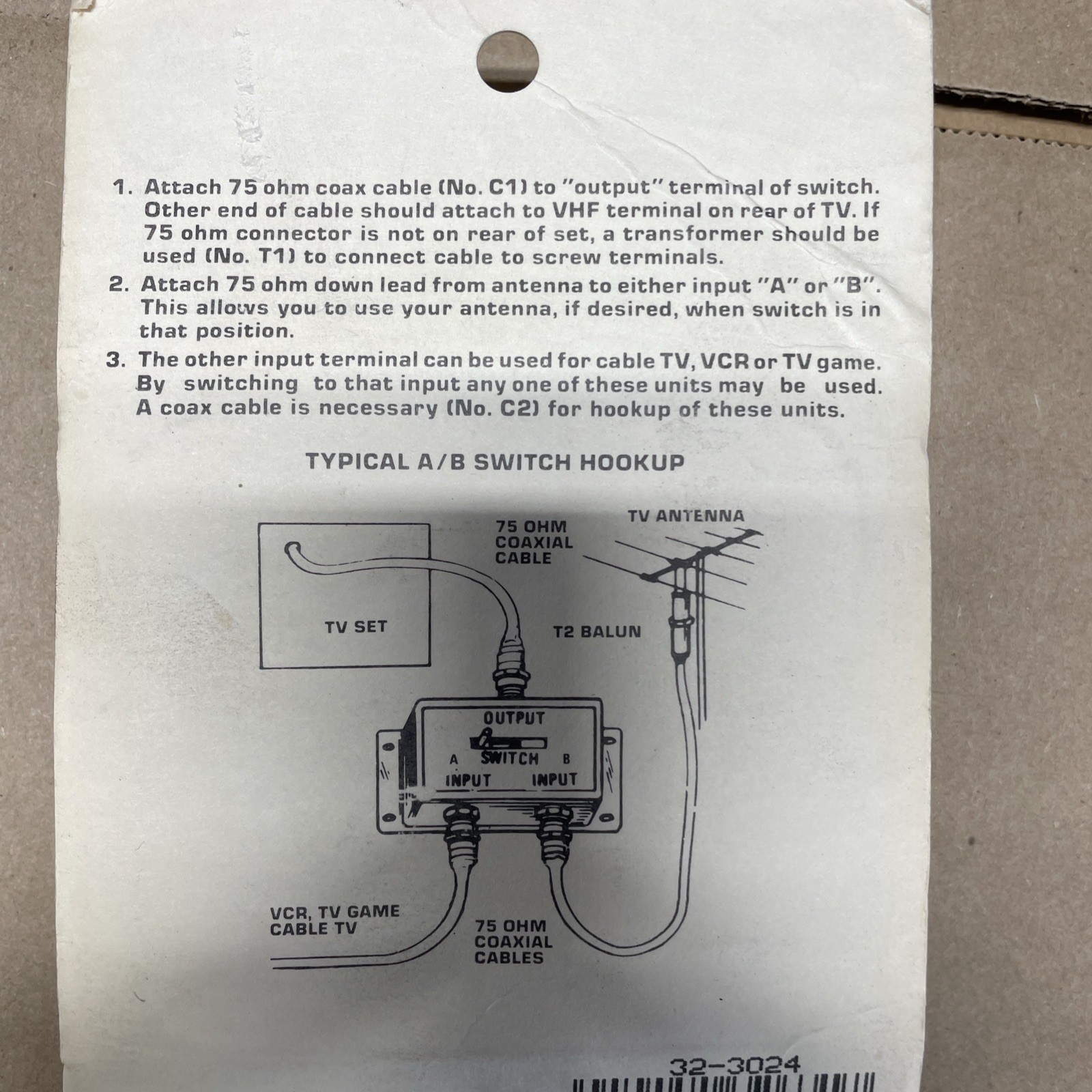 GC ELECTRONICS 32-3024 2 Way A/B Switch (Cable, Satellite, Antenna, etc.)