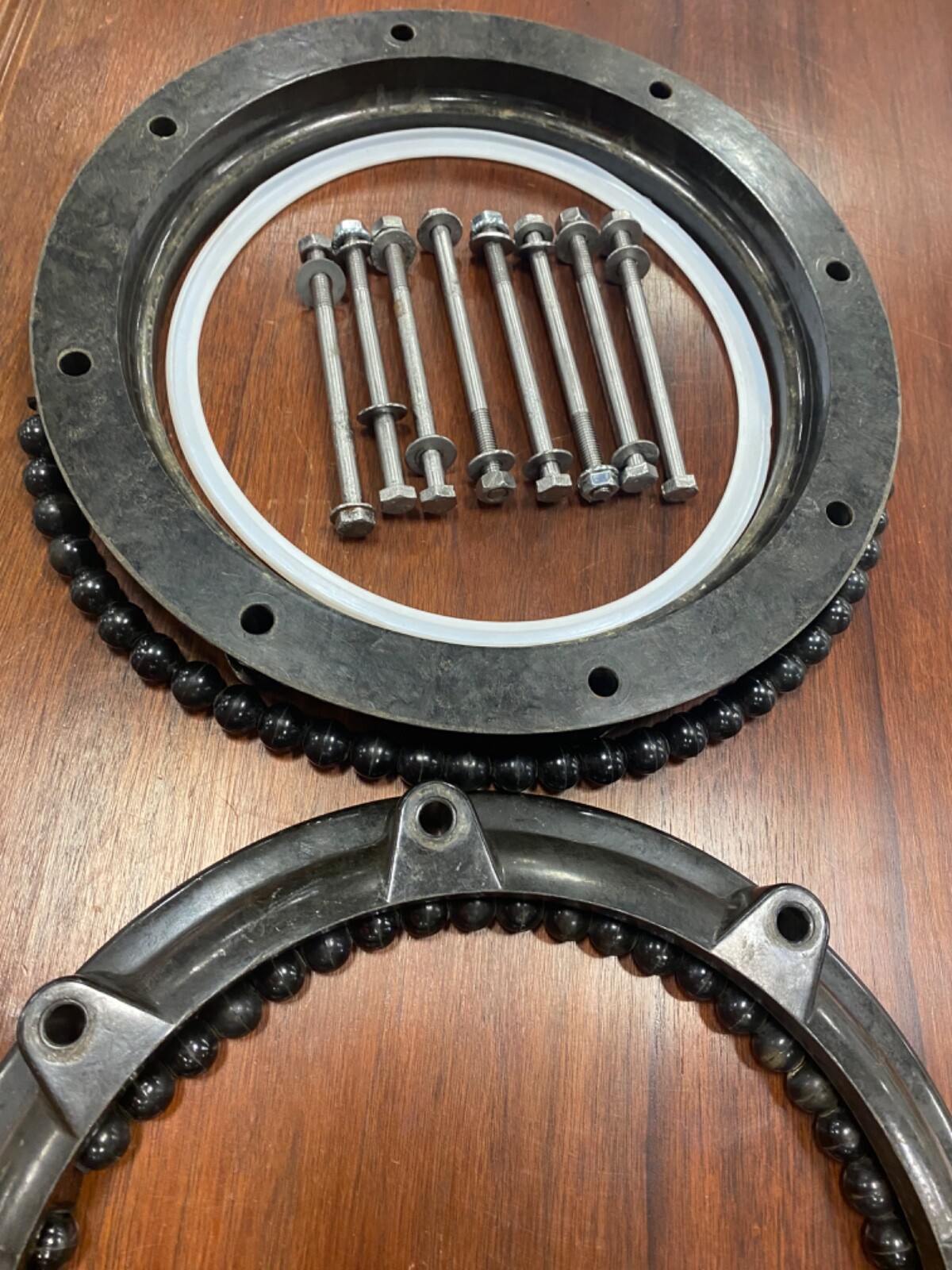 Pair  SCHOTT SCHE200K PROCESS GLASS COLUMN CLAMPS TEFLON gasket SS  fasteners 8"