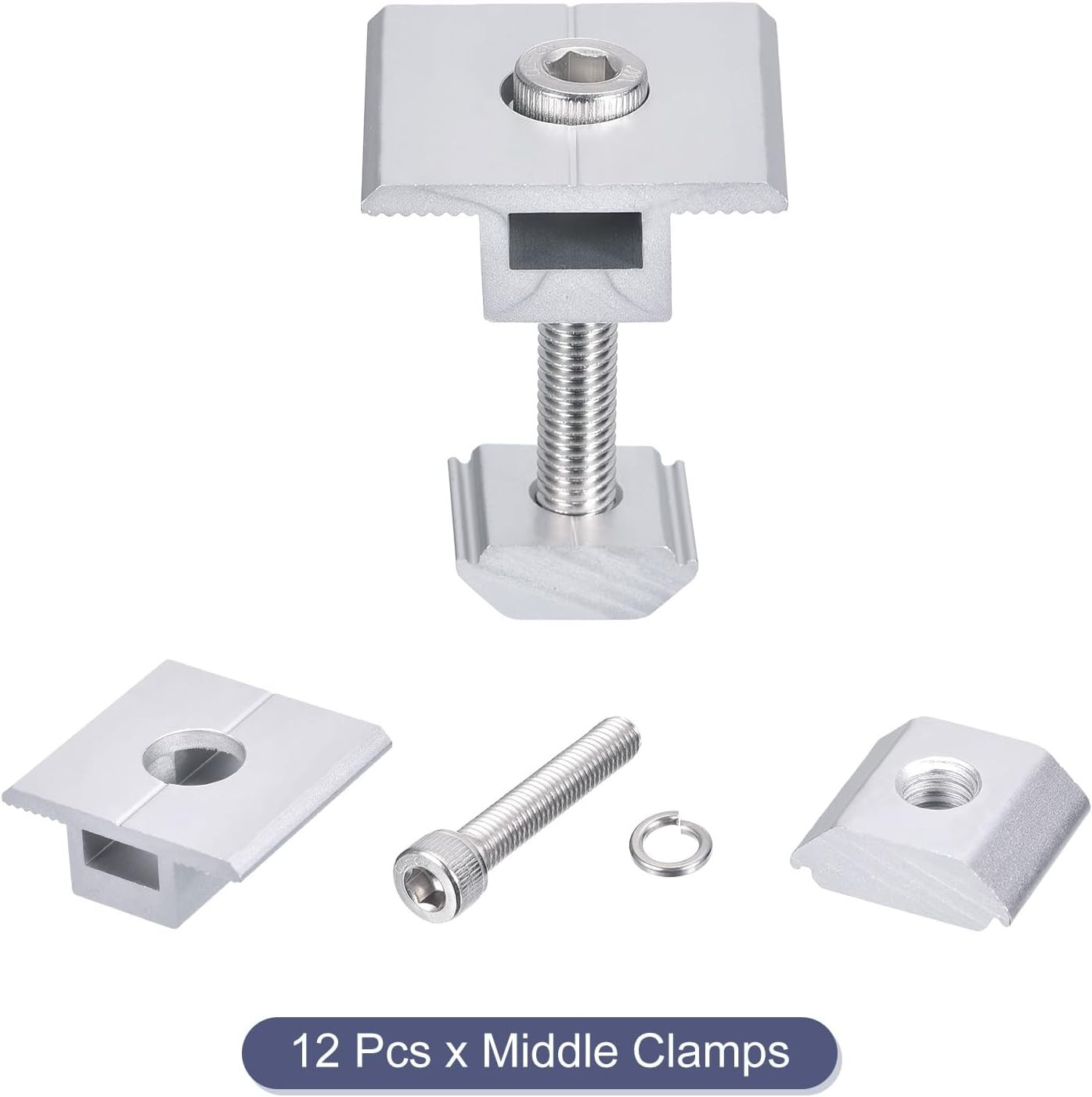 12 Pcs Solar Panel Middle Clamps 35mm Aluminium Solar Panel Mount Mid Clips FAST