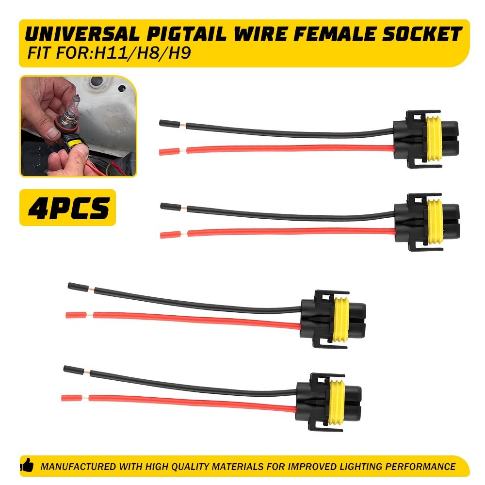 Two Harness Wire Pigtail Female S H11 Headlight Fog Light Connector Plug Socket