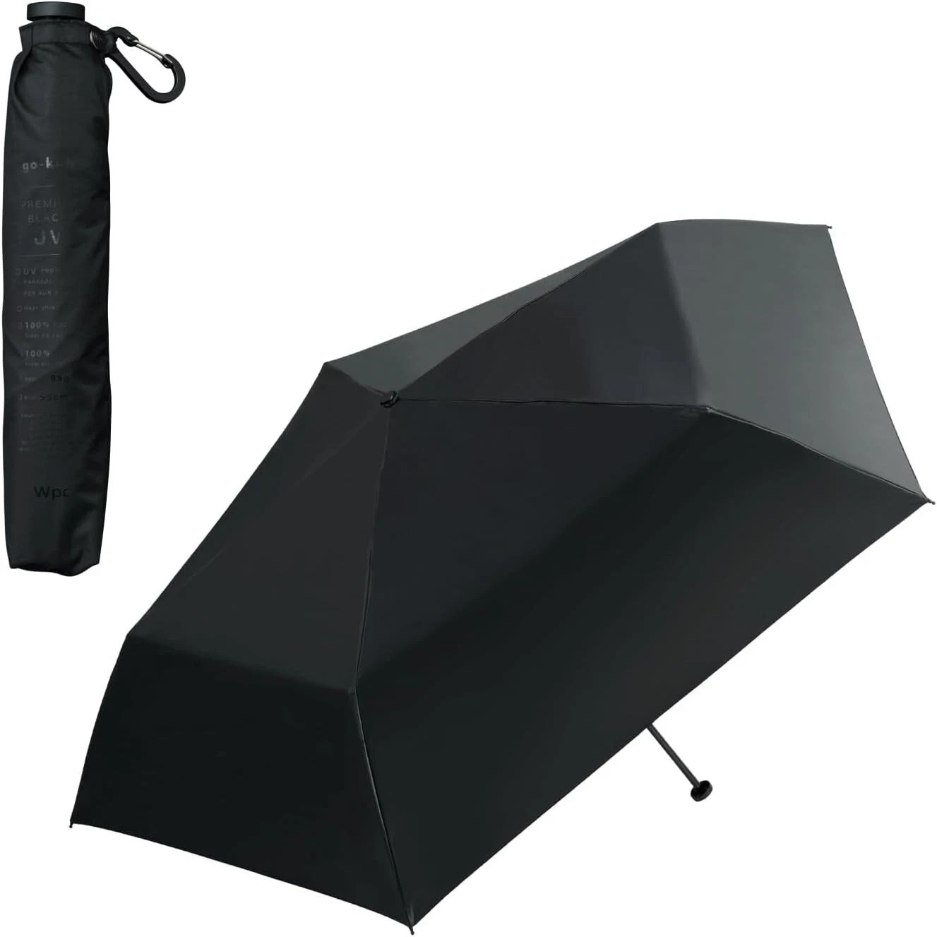 Wpc. go-koh 100％UV Folding Umbrella Black φ87cm Sun & rain Ultra-Light 103g
