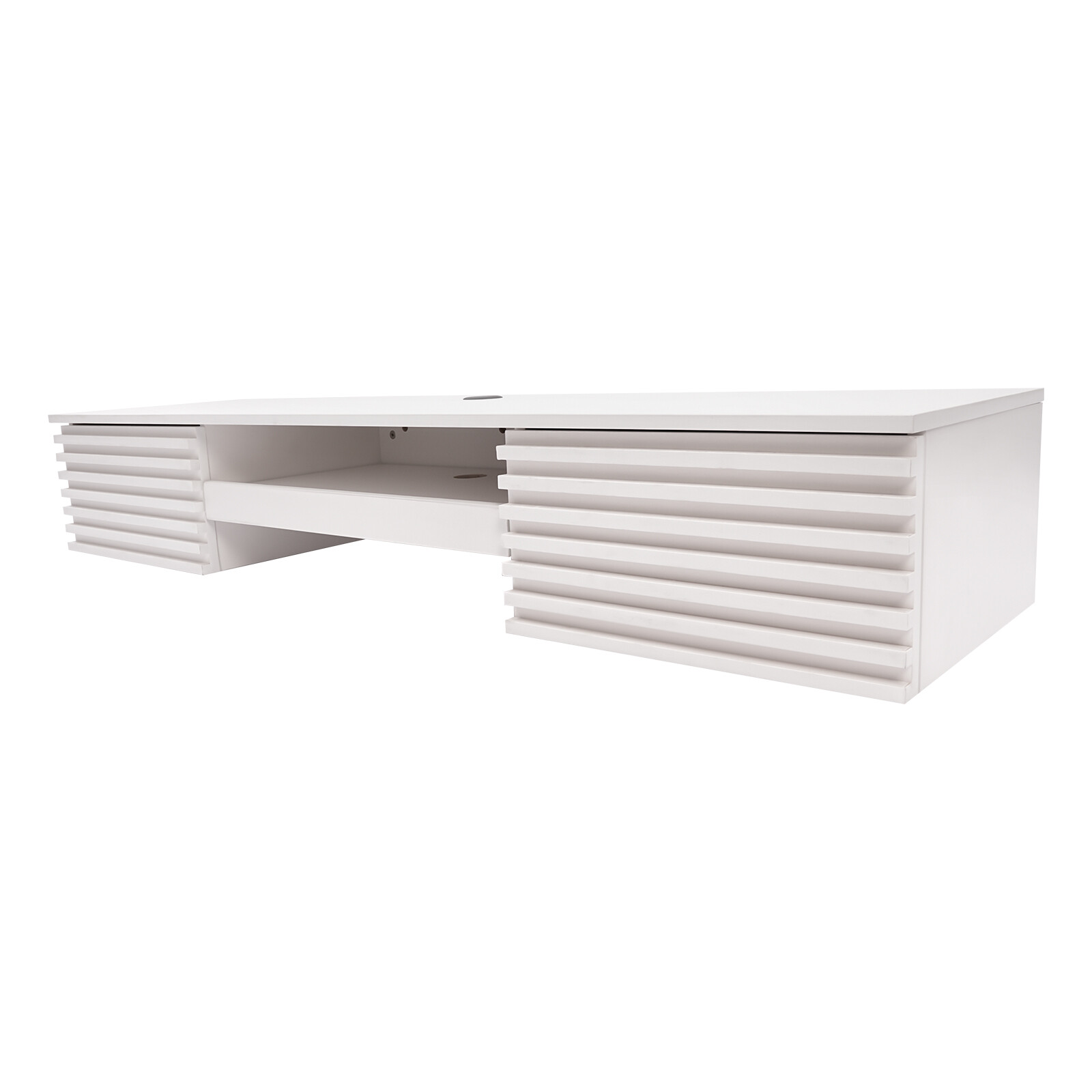 White Floating Wall Mounted Desk with Pull Out Drawer Wall Organizer 120lbs