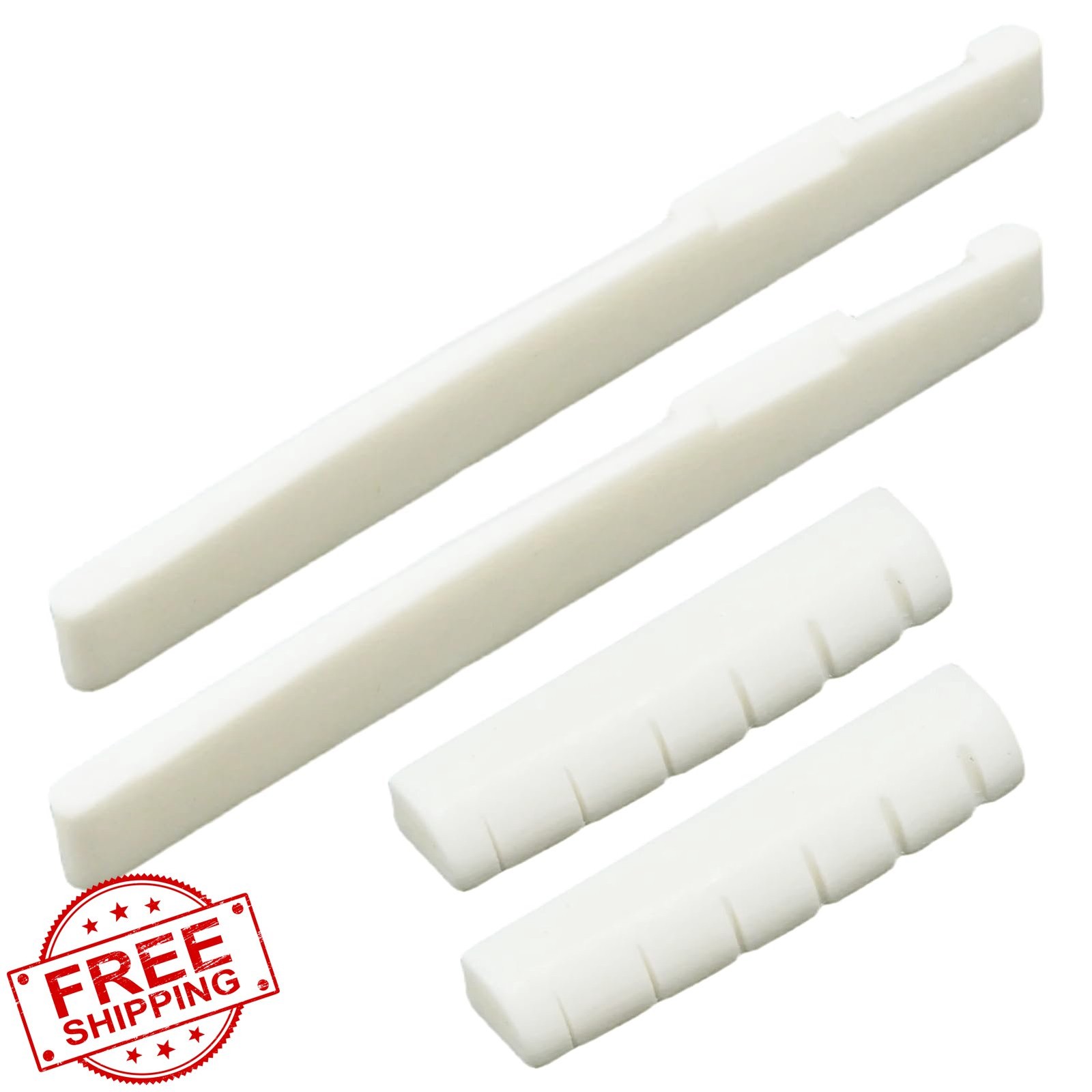 4pc Bone Guitar Bridge Nut Set 6-String Acoustic Tone Sustain White