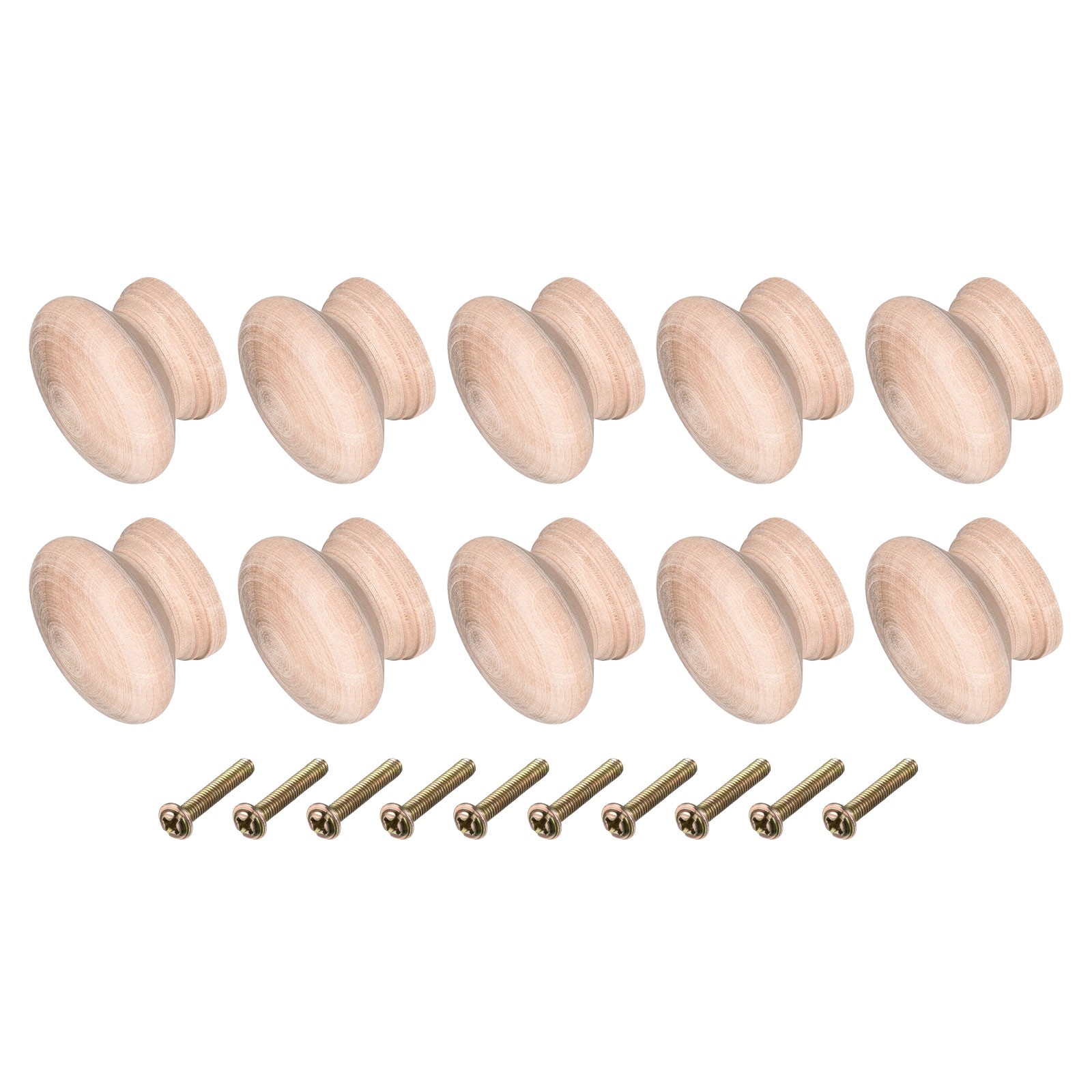 Round Wood Drawer Knob, (45mm Dia) 10Pcs, Wood Pull Knobs
