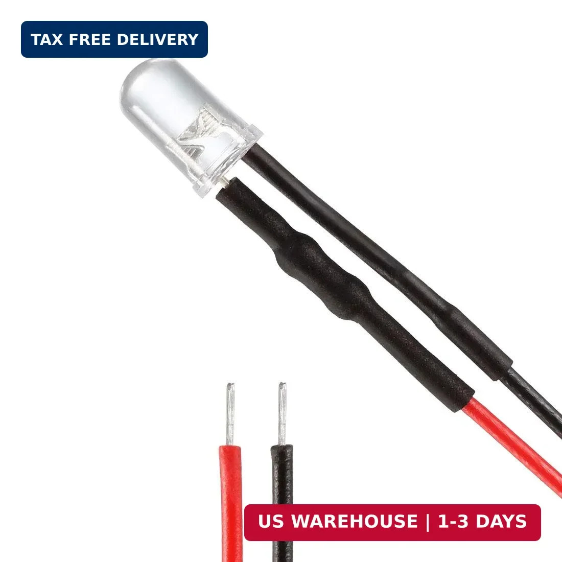 10Pcs 5mm Pre Wired LED, White DC3-6V Clear Lens, Light Emitting Diodes