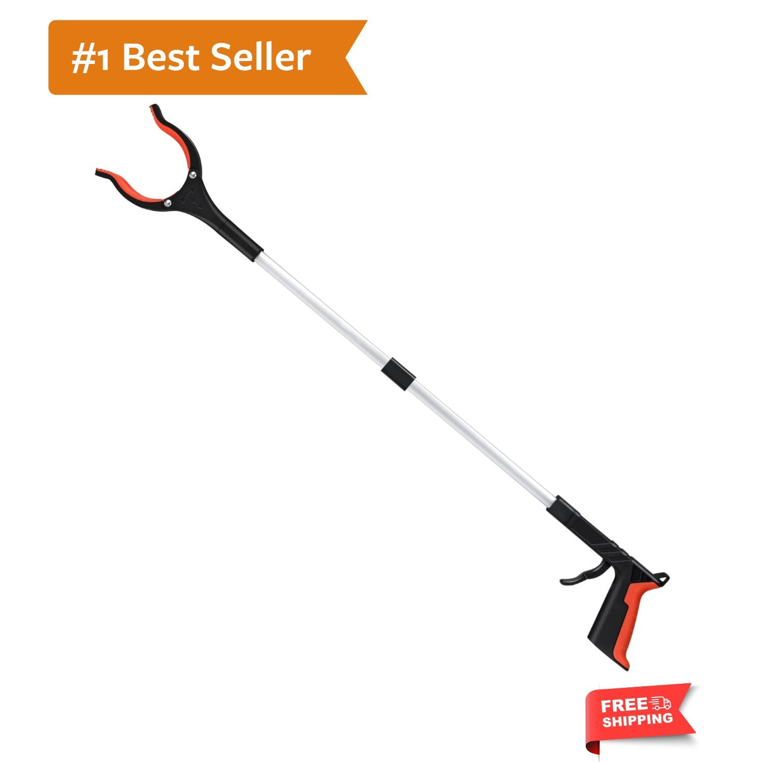 Grabber Reacher Tool, Orange, 32", Foldable | 2026 Upgrade, 360° Rotating Hea...