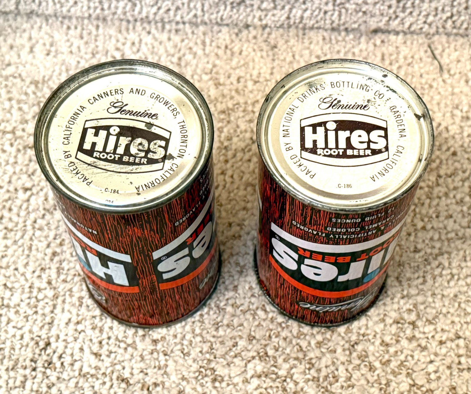 *Clean* Two Different Hires Root Beer Pre-Zip Code Soda Cans