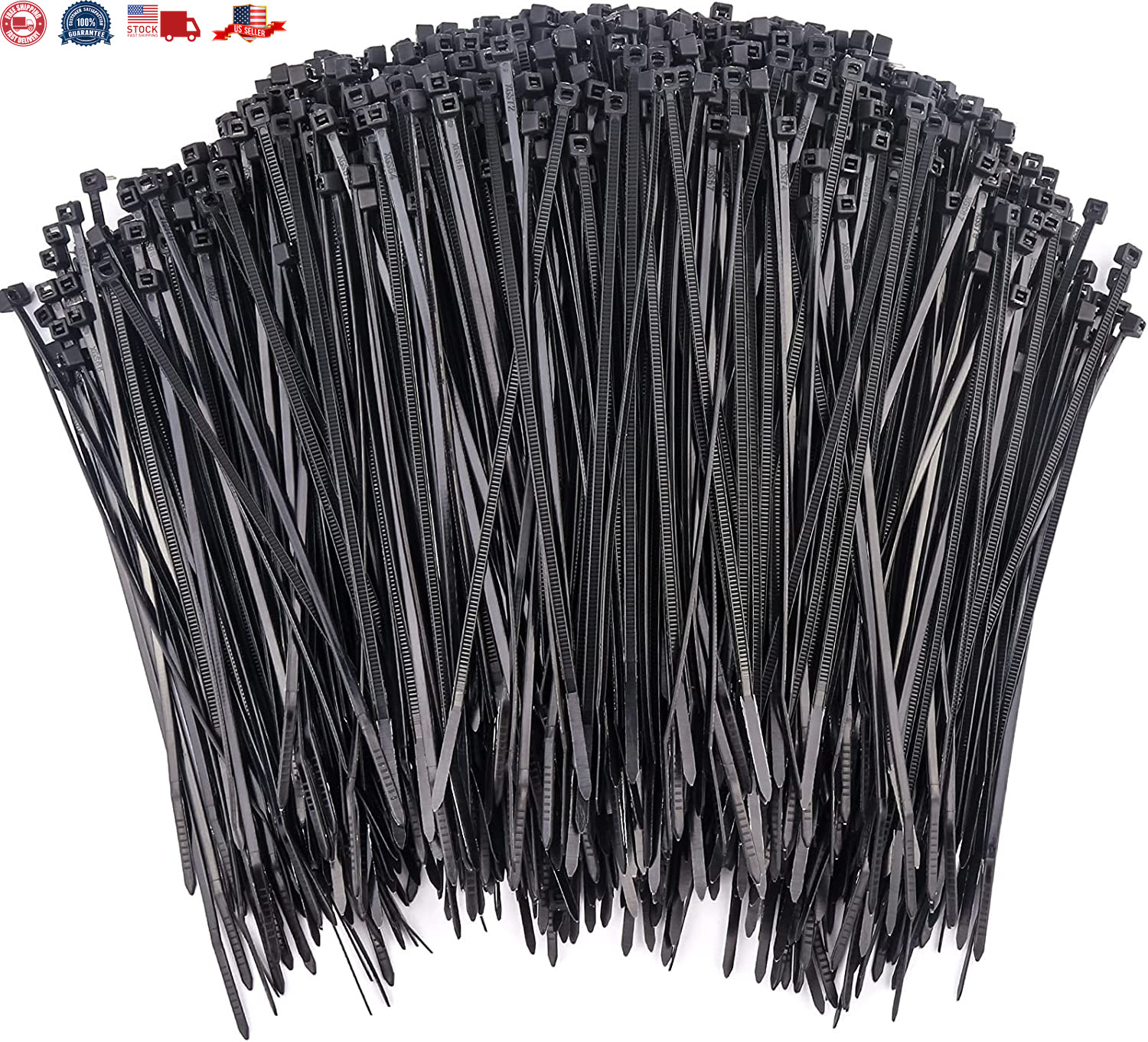 1000 Pcs Black Zip Ties, 4 Inch Small Self-Locking Nylon Cable Ties, Premium Thi
