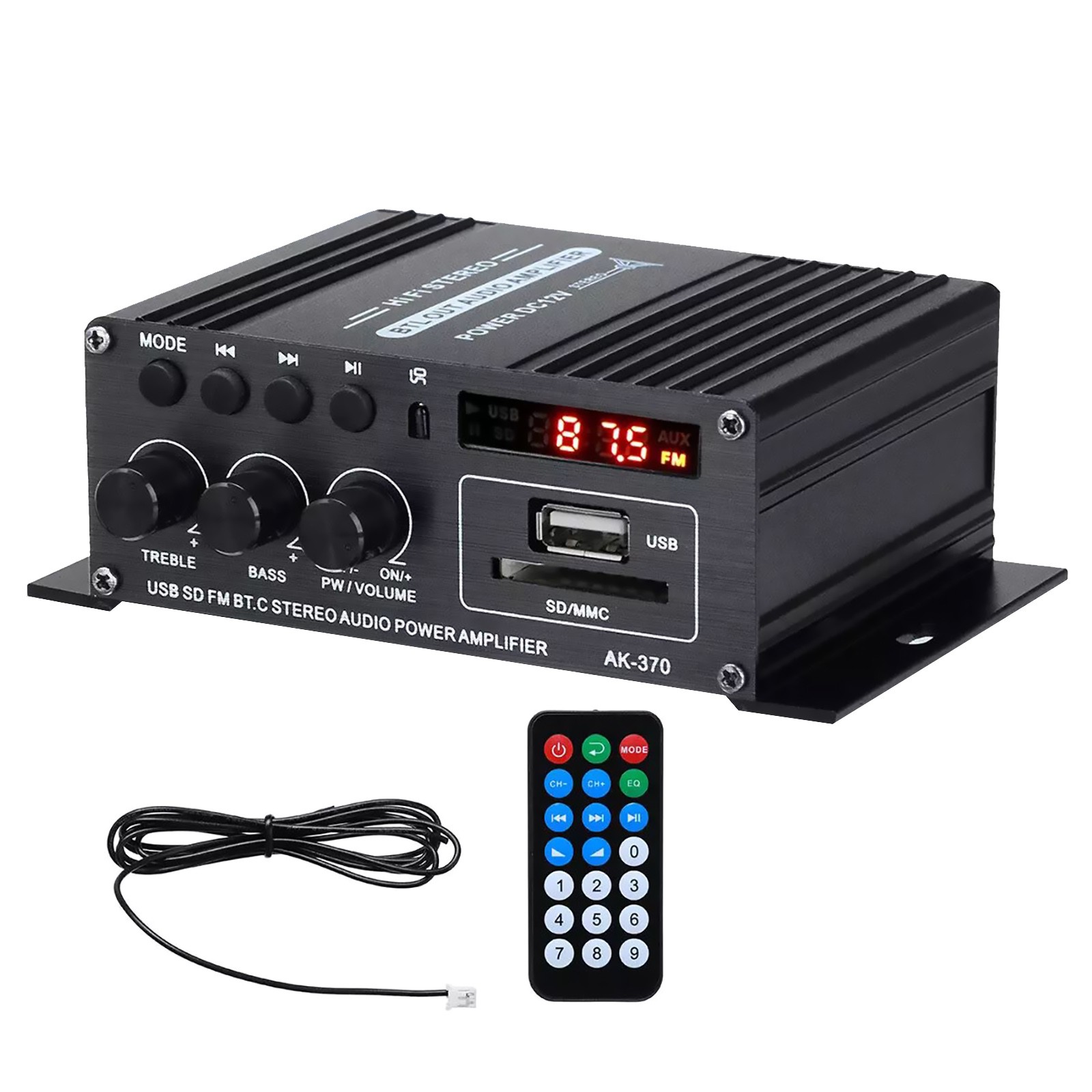 AK370 Power Digital Amplifier Bluetooth HIFI Stereo SD Card U disk AUX input