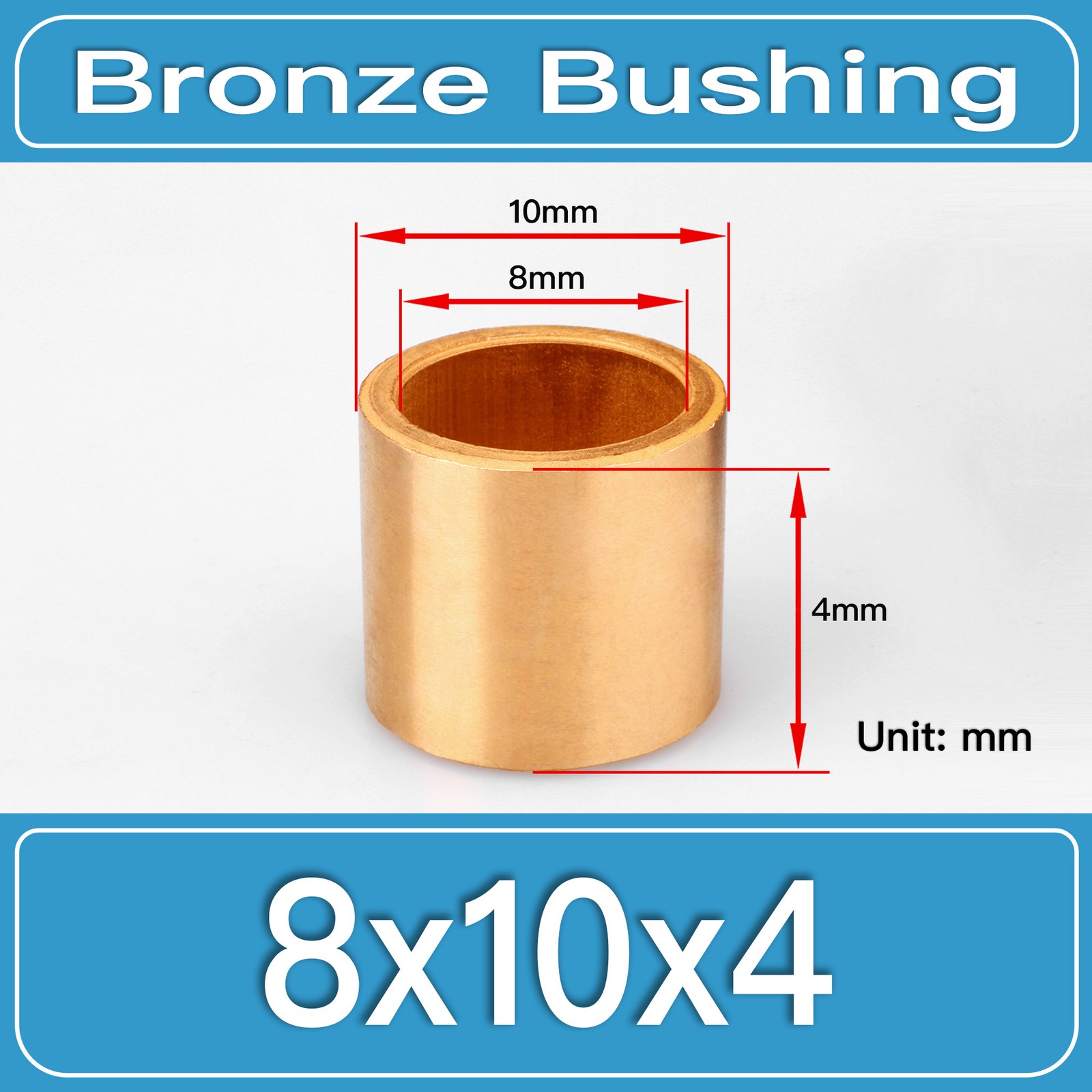 8x10x4mm SAE841 Sintered Bronze Self-Lubricating Sleeve Bushing 20PCS