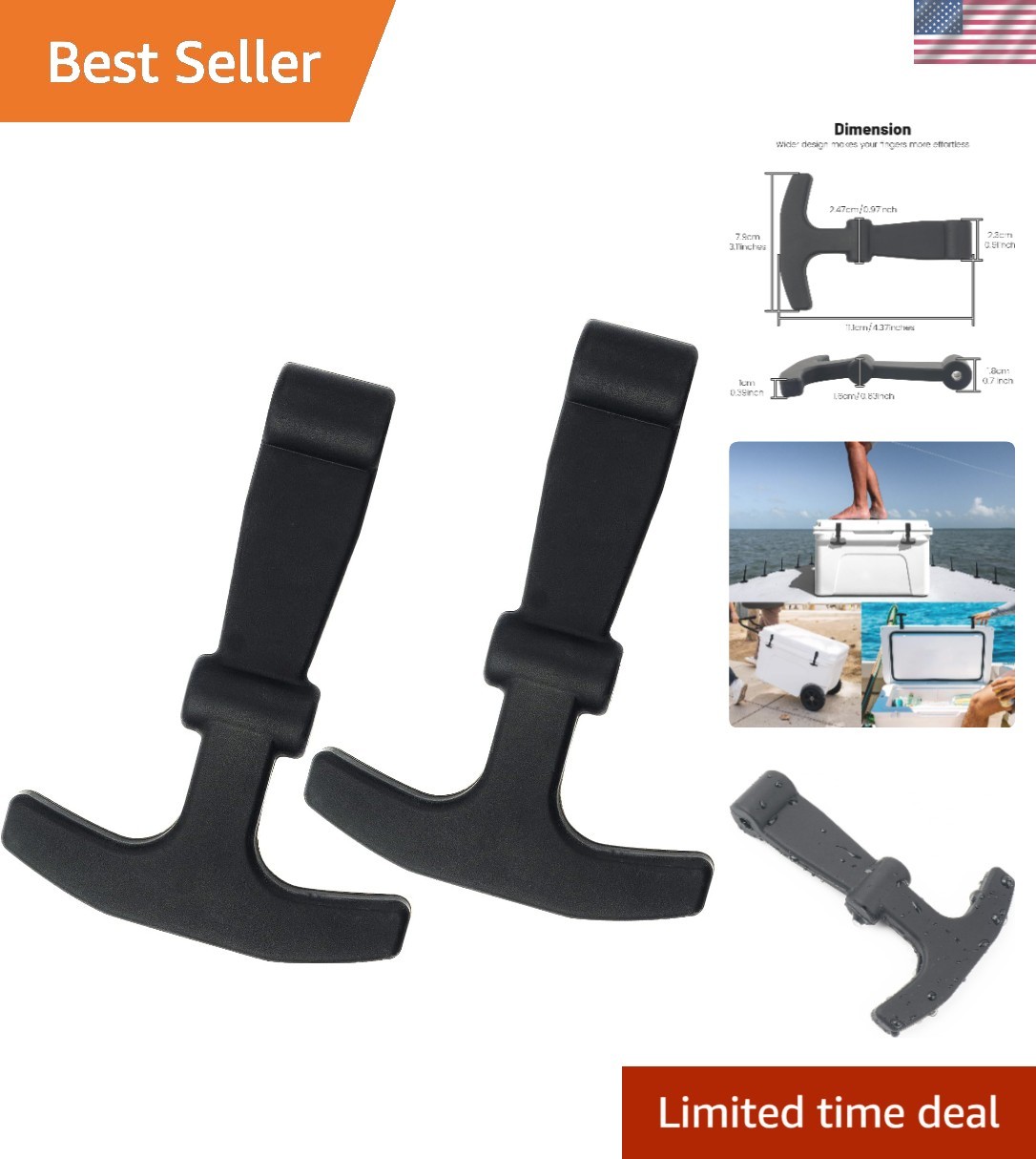 2 Pack Replacement Lid Latches for Yeti Coolers - Durable Rubber Design