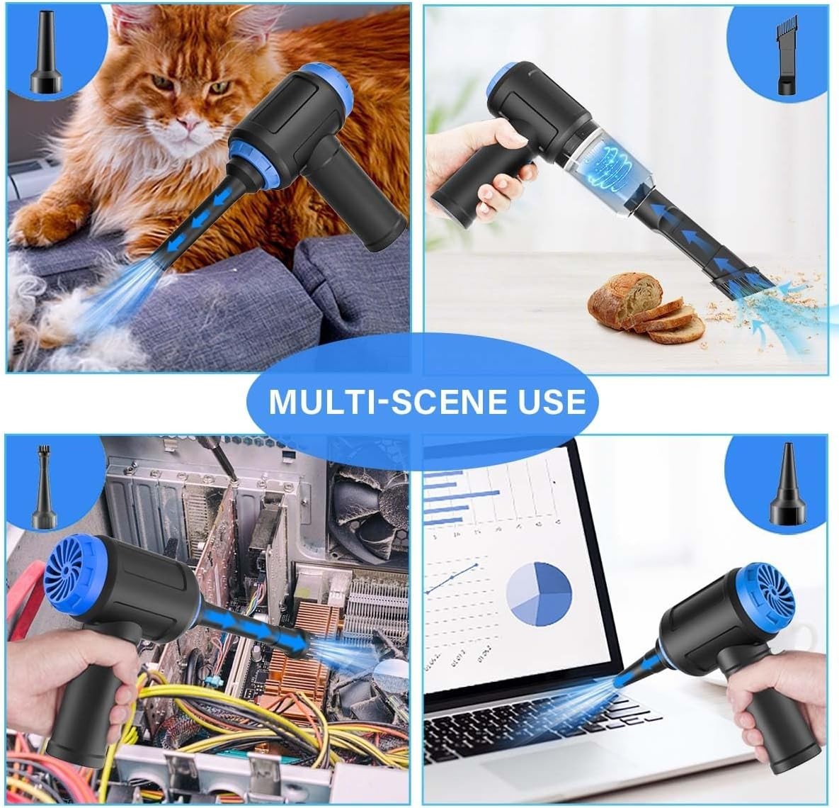 Handheld Cordless Vacuum & Air Blower with HEPA Filter for Electronics Cleaning