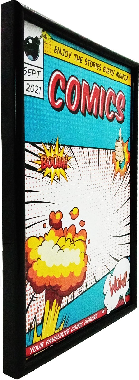 4 Pack Black Comic Book Frames - 6.75x10.25, UV Protection, Fits Standard Comics