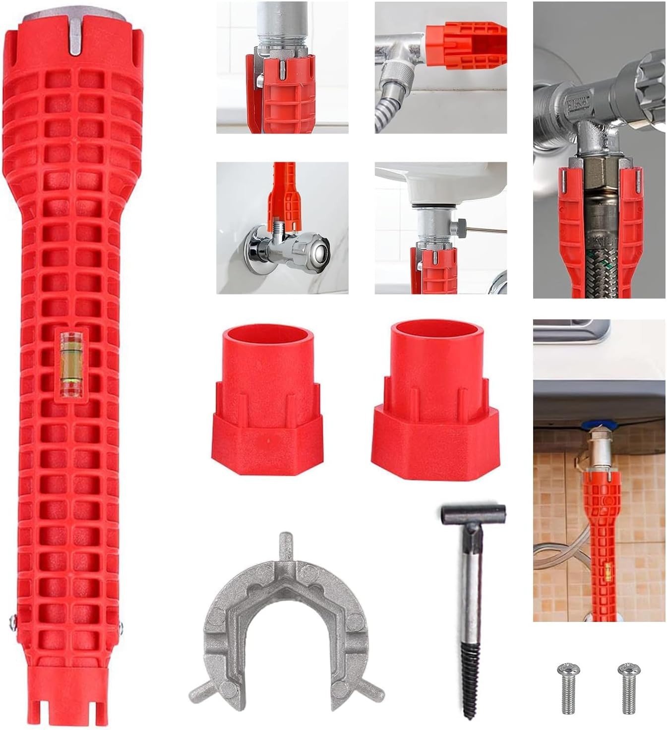 8 in 1 Faucet Wrench Tool, Water Pipe Wrench with Comfortable Grip, Tap Spanner