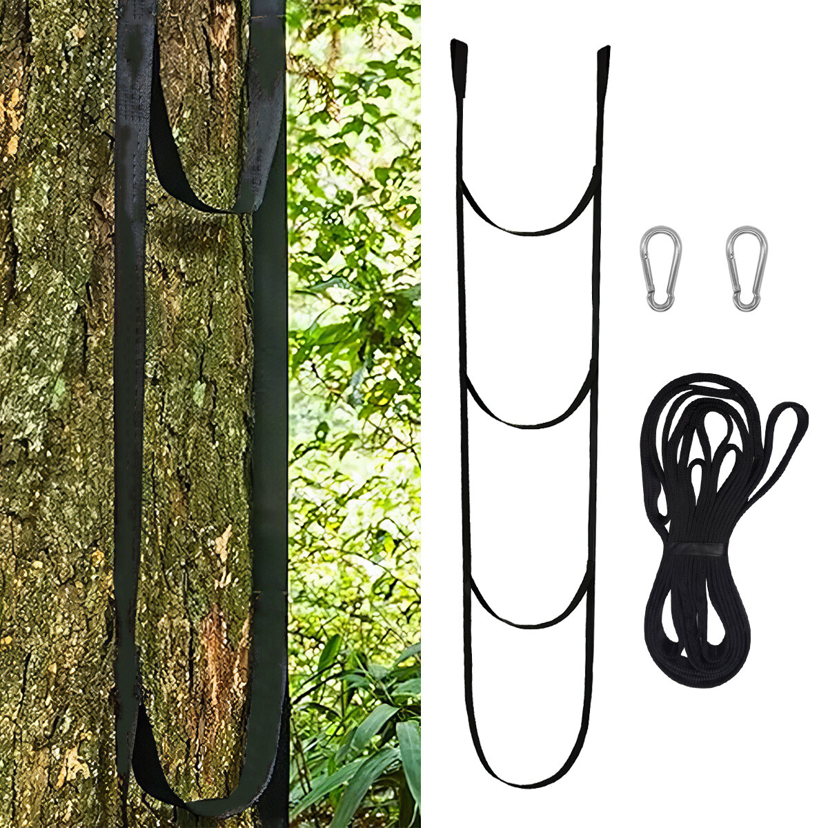 3 Step Portable Tree Climbing Aider For Rock Caving Canyoning Rope Ladder Tree