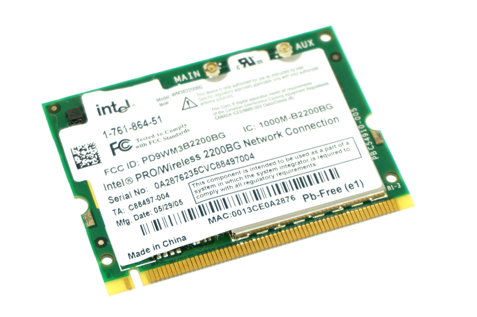 1-761-864-51 D10709-001 GENUINE SONY WIRELESS CARD VGN-S480P PCG-6G4L (CA79)
