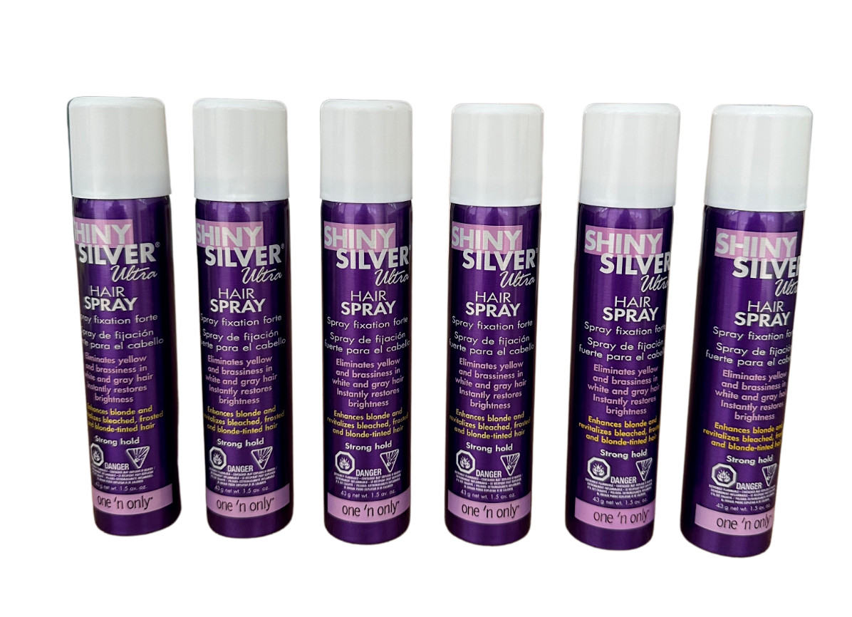 6 Pack One n Only Shiny Silver Ultra Hair Spray Mini 1.5 oz NEW