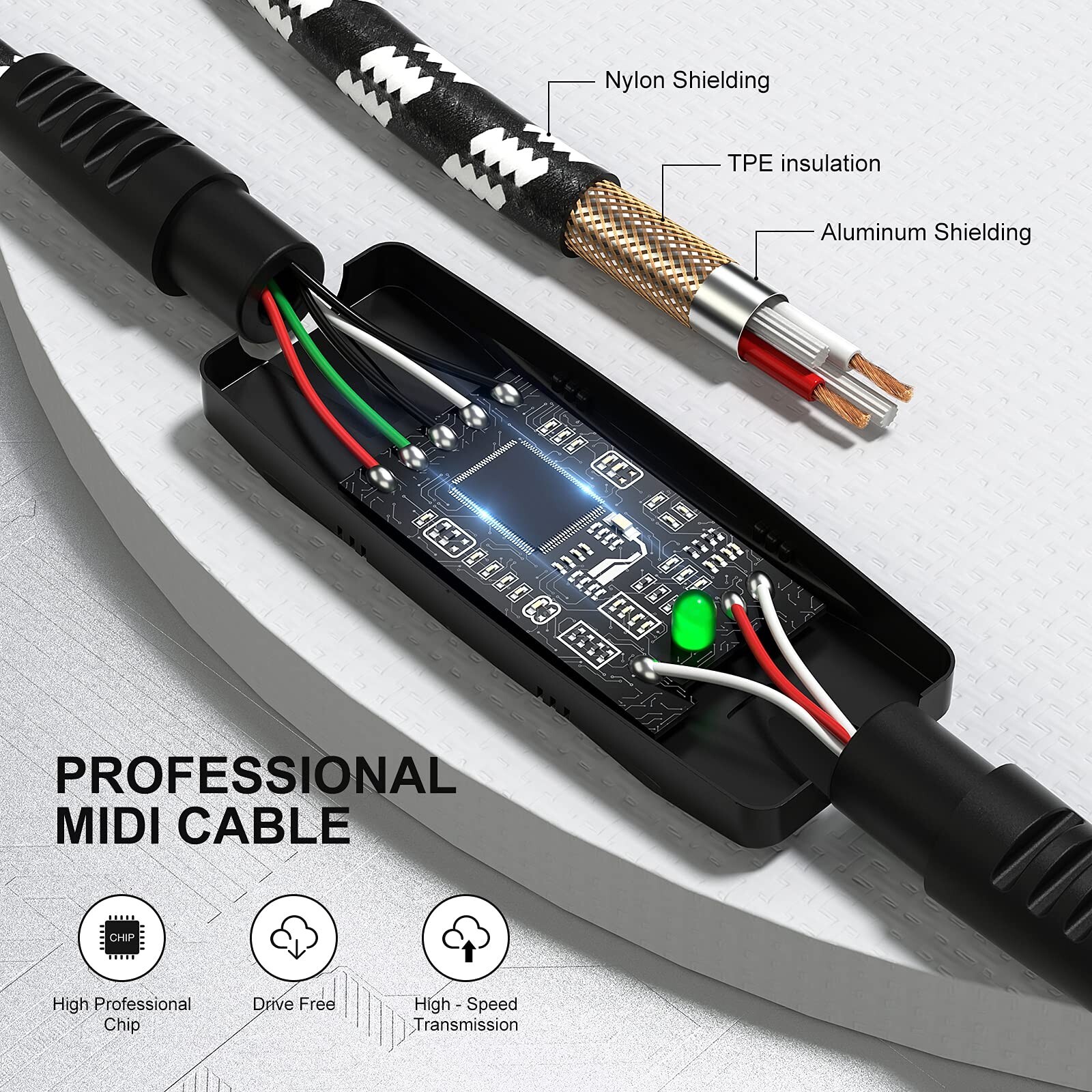 USB to MIDI Cable 6.5Ft, USB MIDI Interface Adapter,MIDI to USB Cable Convert...