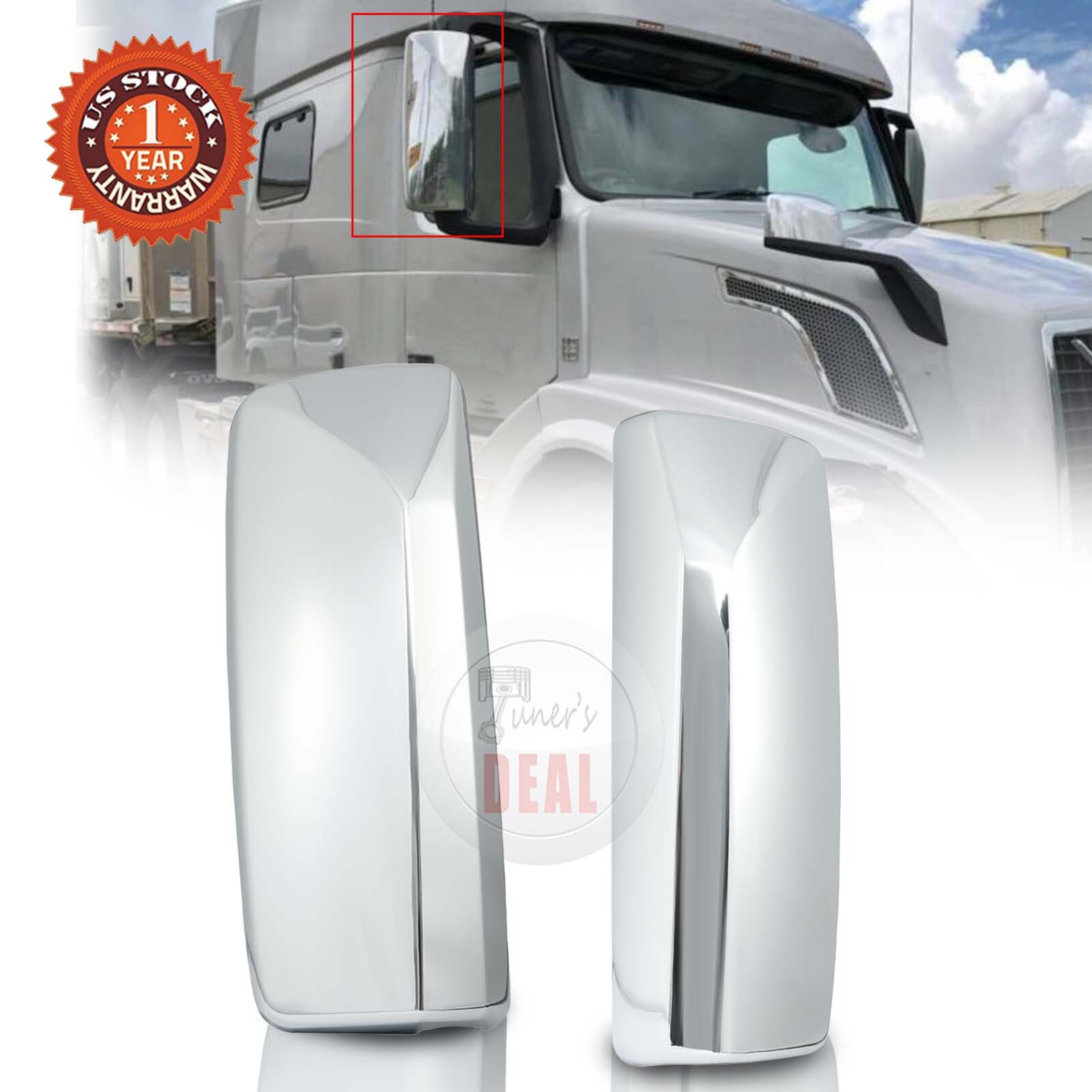 Chrome Door Mirror Cover Set For Volvo VNL 2004-2018 Left & Right Side 2PCS