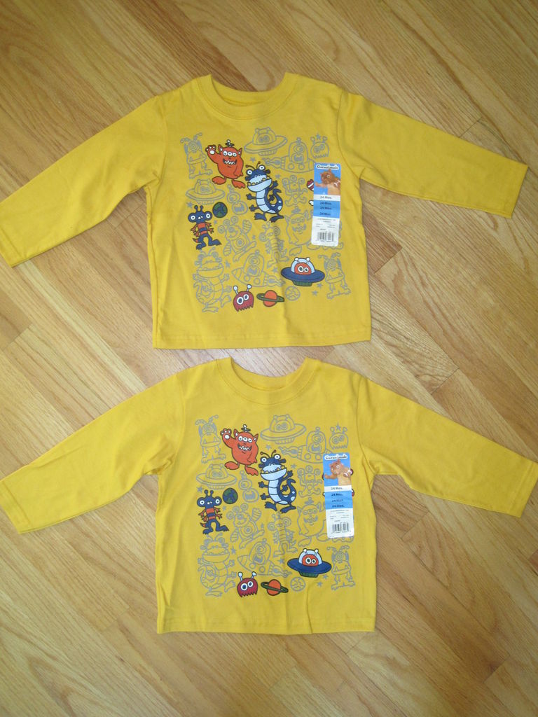 Twin boys Aliens Creatures solid yellow shirts NWT 24m