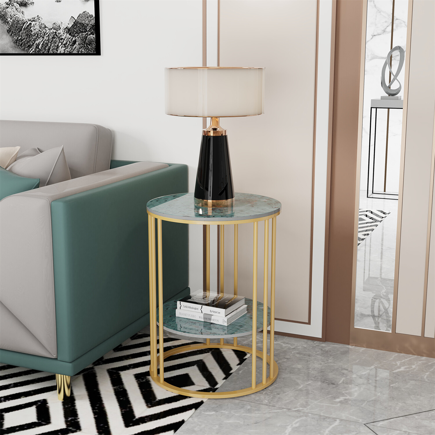 3 Colors Round Coffee Table 2 Tier Sofa Side End Nightstand Open Display Shelf