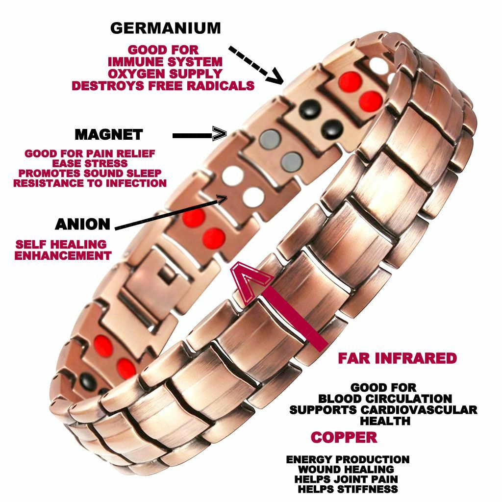 PURE SOLID COPPER THERAPY MAGNETIC CHAIN BRACELET MEN WOMEN ARTHRITIS GERMANIUM