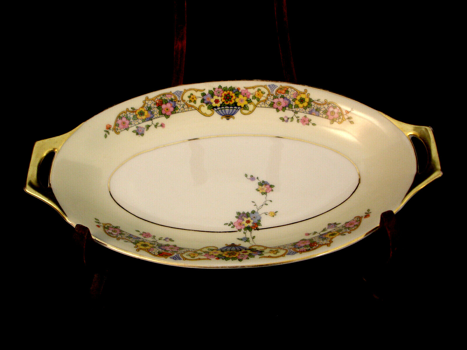 Asturia / Yellow Band by Thomas OVAL HANDLE SERVING DISH 10 1/4"