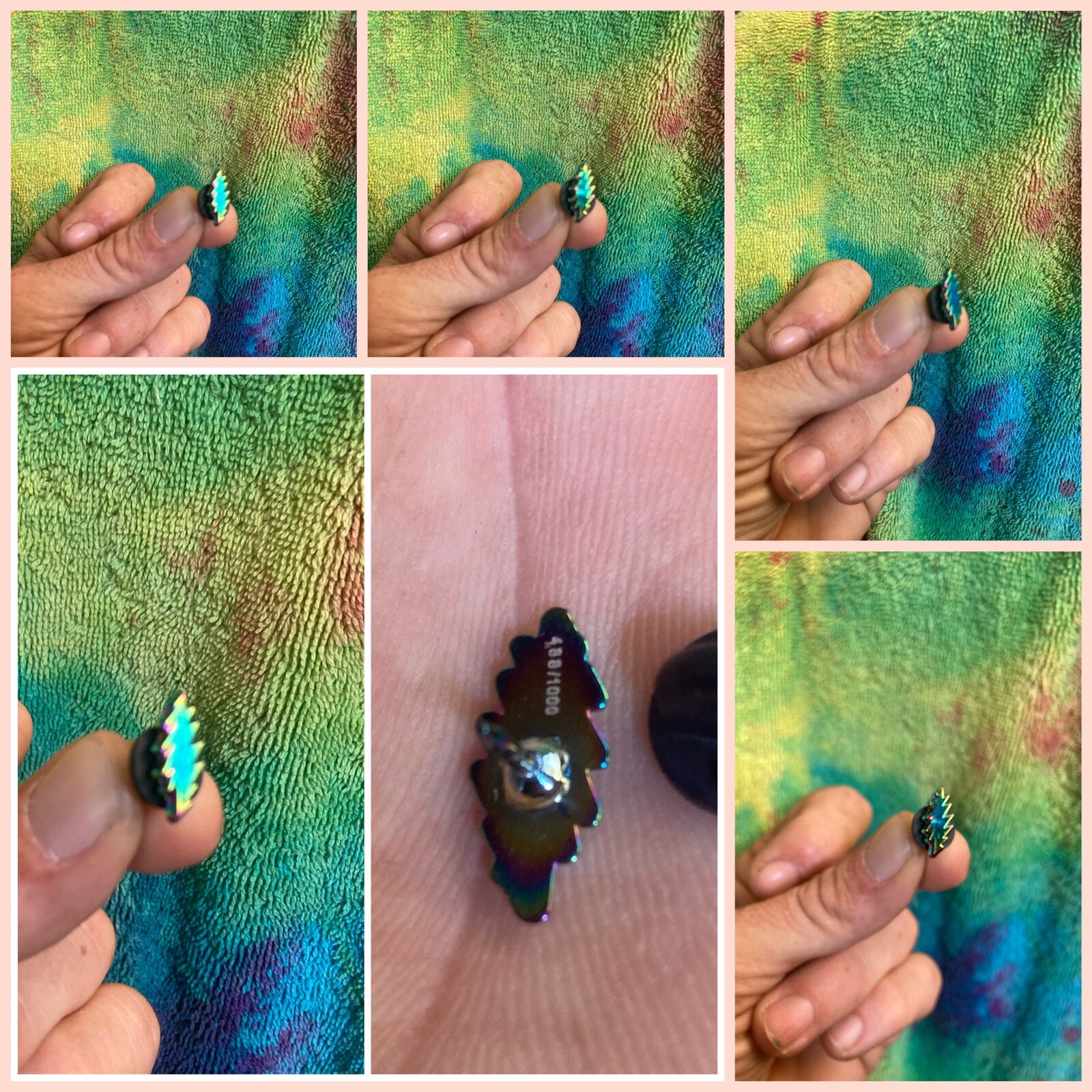 Wholesale Rainbow anodized mini 13 point Grateful Dead bolt pins 20 Altogether