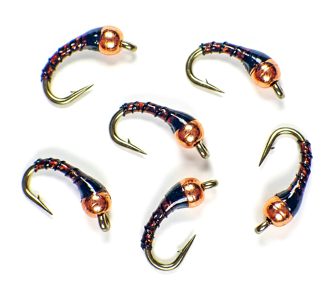 Zebra Midge Tungsten Nymphs Root Beer - Premium Trout Fly Fishing Flies