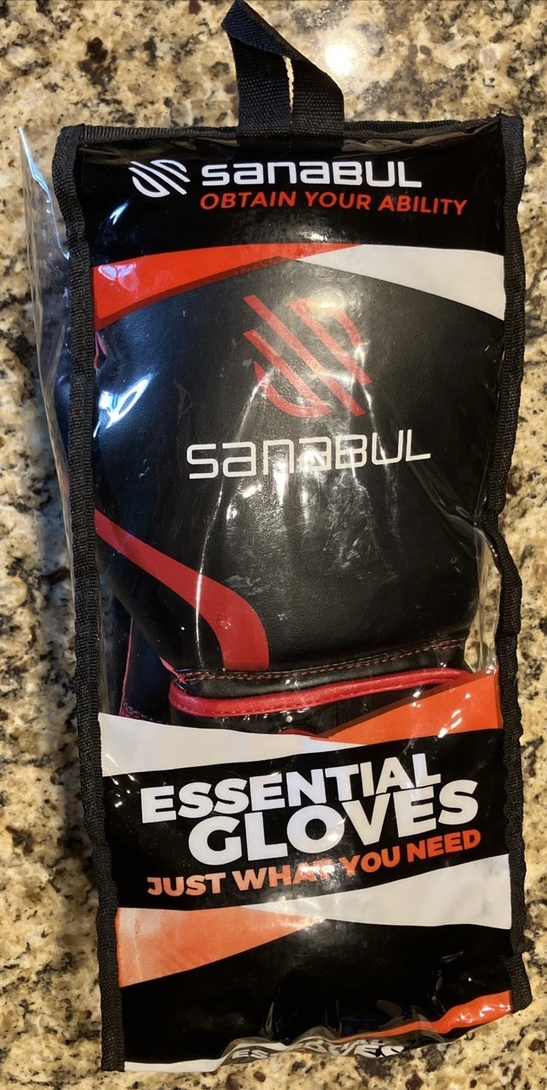 New Sanabul Essential Boxing Gloves 12 oz Black Red White  ￼