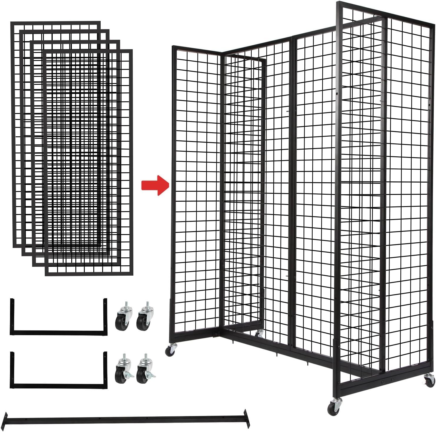Grid Gondola Unit 4pcs 2'x 5' Grid wall Panels with Sturdy Frames Gridwall